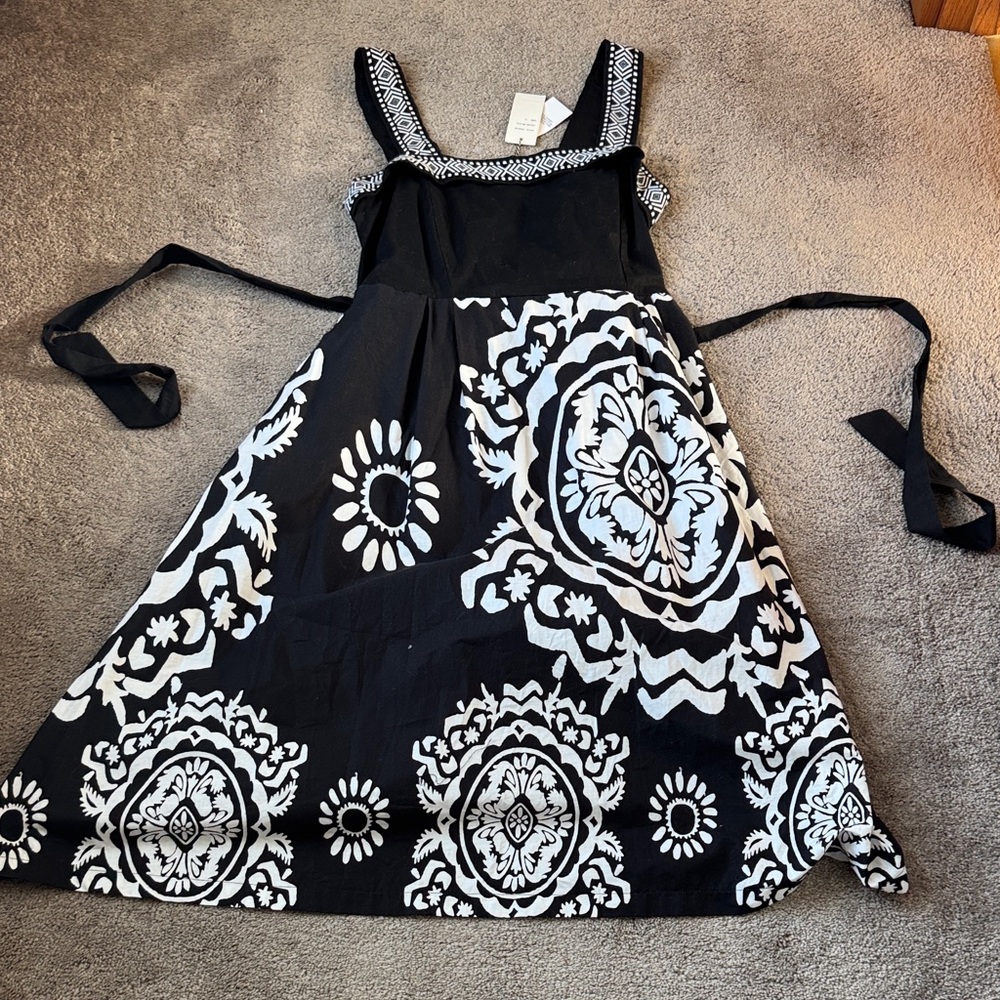 Kaktus Black White Medallion Print Tie Sundress SIZE L